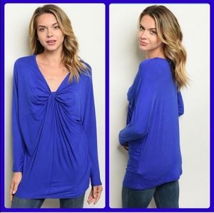 NWT Beautiful Annabelle Royal Blue Flattering Top Sz S or M